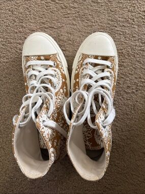 Converse Tan Paisley High-Top Lace-Up Sneakers